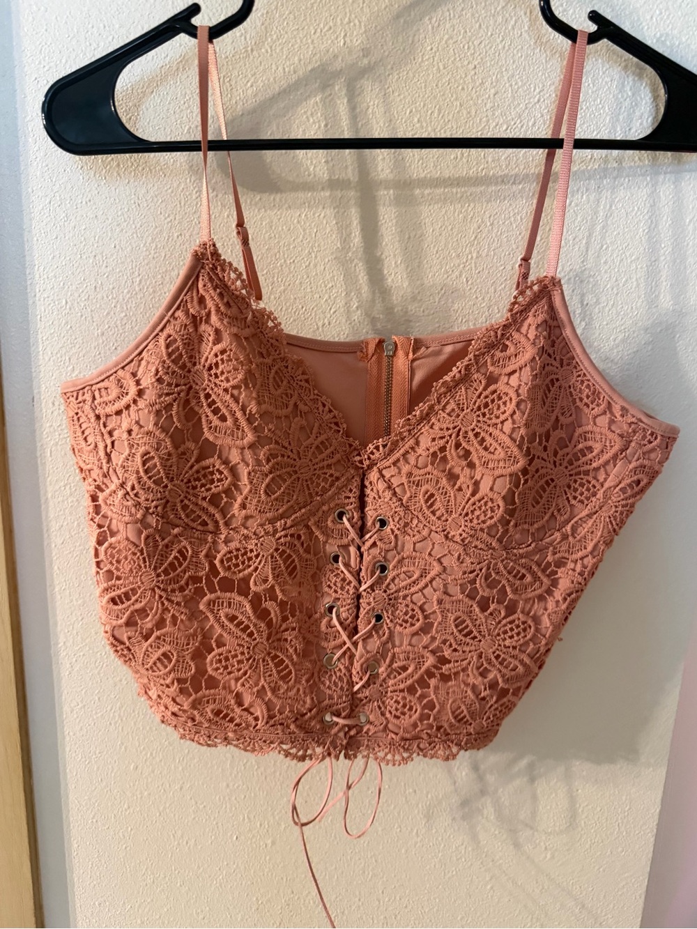 Lace Corset Crop Top - Dusty Rose